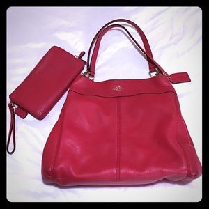 Coach Lexy Pebbled Leather Shoulder Bag & Wristlet